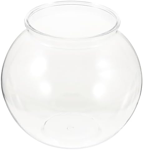 balacoo Transparent Plastic Fish Tank Small Round Aquarium Bowl Household Goldfish Tank for Desktop Home Office and Plant Display 7.08 X 7.08 X 6.29 in Easy to Clean
