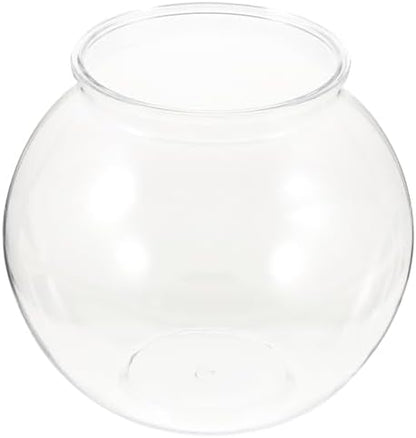 balacoo Transparent Plastic Fish Tank Small Round Aquarium Bowl Household Goldfish Tank for Desktop Home Office and Plant Display 7.08 X 7.08 X 6.29 in Easy to Clean