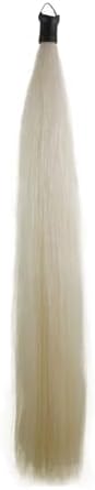 33.5 IN Long 1 LB Horse Tail Extension with Braided Horsehair Loop & Blunt Cut Bottom (Pure White)