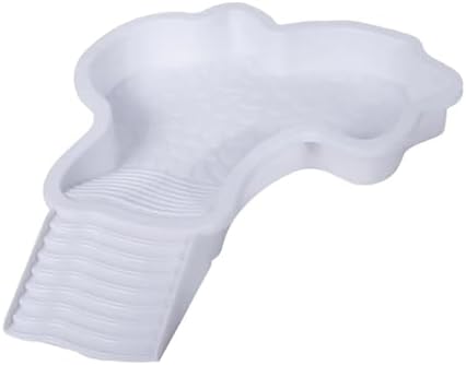 Extra Large Reptile Bathing Pool Reptile Feeding Dish Water Bowl with Ramp Aquarium Ornament for Gecko, Snake, Turtle, Bearded Dragon, Lizard (White)