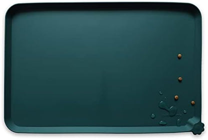 Hoki Found XX-Large Silicone Non Slip Pet Dog Cat Bowl Mats - Placemat for Feeding - Waterproof for Carpet - Dark Cedar
