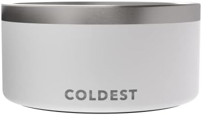 Coldest Dog Bowl - Anti Rust Metal, Non Slip, 3 Layers Insulated Stainless Steel Dog Bowls - Spill Proof & Heavy Duty - Water Bowl for Dogs, Cats & Pets, Dish Washer Safe (200 oz, Epic White)
