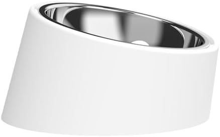 15° Tilted Dog Bowl for Small Dogs Flat-Faced Breeds - Anti-Choke Ergonomic Elevated Feeder Non-Slip Base - 2-in-1 Detachable Stainless Steel Food & Water Bowls - Pure White Clean & Simple (M, White)