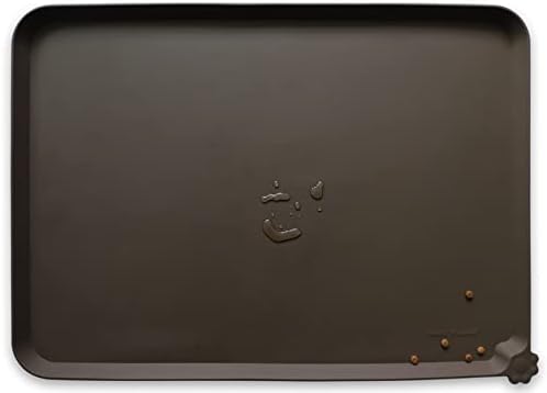 Hoki Found XX-Large Silicone Pet Food Mats Tray - Non Slip Pet Dog Cat Bowl Mats Placemat - Dog Pet Cat Feeding Mat - Waterproof Dog Cat Food Mats -Pet Water Mats for Carpet - Coffee