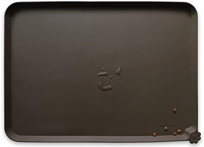Hoki Found XX-Large Silicone Pet Food Mats Tray - Non Slip Pet Dog Cat Bowl Mats Placemat - Dog Pet Cat Feeding Mat - Waterproof Dog Cat Food Mats -Pet Water Mats for Carpet - Coffee