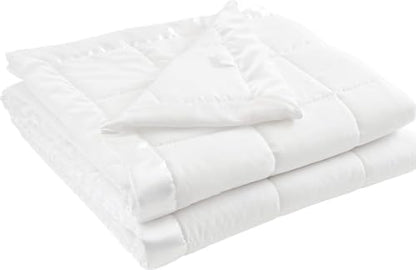 Madison Park Down Alternative Twin Size Blanket for Bed, Satin Trim, White