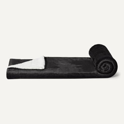 Amazon Basics Reversible Sherpa Throw Blanket, Warm, 50"x60", Black