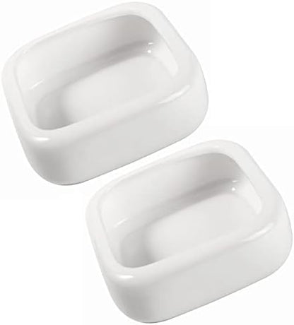 Ceramic Reptile Food Bowls, Reptile Water Food Dish (White, Large-2Pack)
