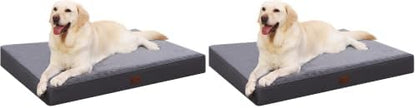 Waterproof Dog Bed Medium Size Dog Orthopedic Dog Beds for Crate with Removable Washable Cover Egg-Crate Foam Pet Pad Mat with Anti-Slip Bottom, 35x22 Inch, Grey (Pack of 2)