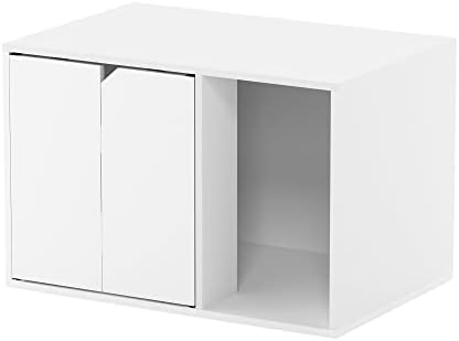 Furinno PELI 24" Wide Cat Litter Box Enclosure, Solid White