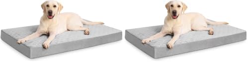 NUPIDA Orthopedic XL Dog Beds Large Sized Dog Waterproof Bed with Removable Washable Cover and Non-Slip Bottom, Quilting Pet Mattress for Crate, 41x27 Inch, Light Gray (Pack of 2)