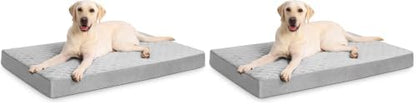 NUPIDA Orthopedic XL Dog Beds Large Sized Dog Waterproof Bed with Removable Washable Cover and Non-Slip Bottom, Quilting Pet Mattress for Crate, 41x27 Inch, Light Gray (Pack of 2)