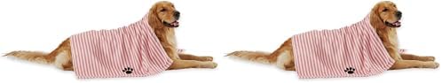 Bone Dry Pet Grooming Microfiber Towel, Striped Collection, X-Large, 41x23.5, Rose (Pack of 2)