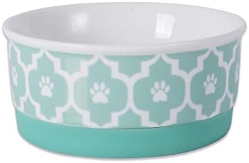 Bone Dry Lattice Collection Pet Bowl & Canister, Single Dish, Small 4.25x2", Aqua