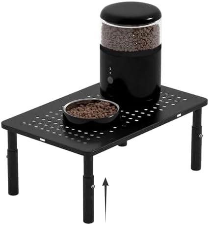 W‌SOWX Adjustable Automatic Cat Feeder Stand, Elevated Cat Food Stand,Black