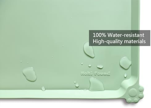 Hoki Found X-Large Silicone Pet Feeding Mats - Non Slip Dog Cat Bowl Mats - Waterproof for Carpet - Jade