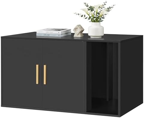 Feandrea Cat Litter Box Enclosure, Double Doors, 31.5 x 19.7 x 17.7 Inches