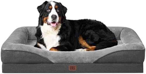 EHEYCIGA Orthopedic XXL Dog Bed for Large Dog, Memory Foam Dog Couch, Grey