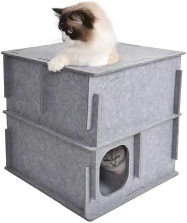 Stacking felt cat nest Cat Tunnel Bed, Cozy Hide and Seek Cat Den, All Season Useful Litter Box, Fun for Cats or Dogs, The Peekaboo Foldable Felt Cat Cave and Cube for Small Medium Large Cats
