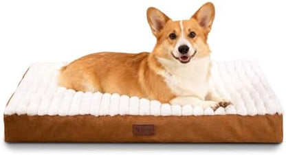 Orthopedic Dog Bed for Medium Dogs,Firm Egg Crate Foam,Nonslip Bottom,Brown