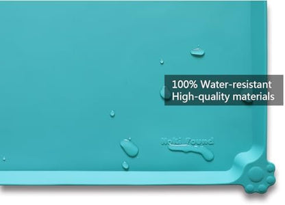 Hoki Found L Silicone Pet Food Mats Tray - Non Slip Pet Dog Cat Bowl Mats Placemat - Dog Pet Cat Feeding Mat - Waterproof Dog Cat Food Mats -Pet Water Mats for Floors -Teal