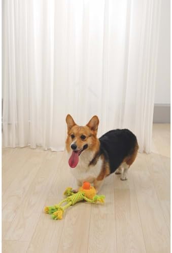M-PETS Terra ECO Dog Toy – Squeaky Plush Dog Toy Made from Recycled Plastic Bottles, Soft & Durable Eco-Friendly Dog Toy (Milo, Green & Yellow)