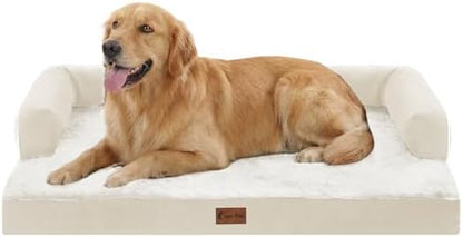 Waterproof Orthopedic Dog Bed for Extra Large Dogs, 41x27in, Beige