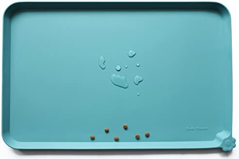 Hoki Found X-Large Silicone Non Slip Pet Feeding Mats - Waterproof Dog Cat Food Mats - Glacier