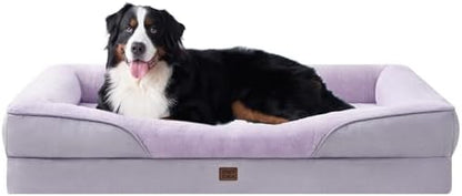 EHEYCIGA Orthopedic XL Dog Bed for Large Dog, Memory Foam Dog Couch, Purple