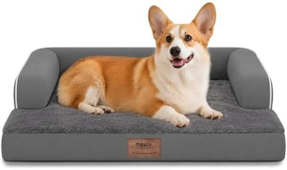 MEKIY Orthopedic Waterproof Dog Bed Pet Couch with Bolster for Medium Dogs