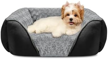 INVENHO Small Dog Bed Rectangle Washable Orthopedic Soft Calming Sleeping Durable Pet Cuddler with Anti-Slip Bottom