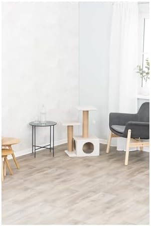 Trixie Valencia Scratching Post – Cat Tower with Sisal Posts, Condo & Dangling Toy – Compact Cat Furniture for Indoor Cats – Gray, 17.3" x 13" x 28"