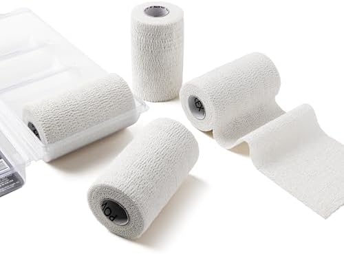 OVIK Health PowerFlex Equine – Extra Strong Self-Adhering Bandage Wrap – Wound Care, Compression & Support Bandage for Horses, Cows & Dogs – White, 4 inch, 4 Rolls (Resealable Case)