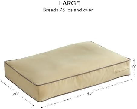 South Pine Porch Buddy Reversible Rectangle Pillow Style Microfiber Dog Bed with Removable, Machine-Washable Cover, Cream, Large (48 in. x 36 in.)