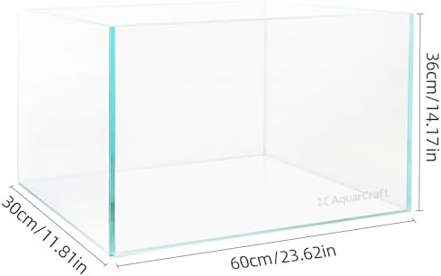 Ultra Clear Glass Fish Tank, 16 Gallon，6mm Thickened Rimless Aquarium Tank Low Iron, Large Big Aquarium 23.6in x11.8 in x14.2in