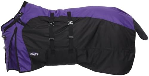 TOUGH1 1200D Turnout Blanket with Belly WRAP and SNUGGIT, Purple, 72-in