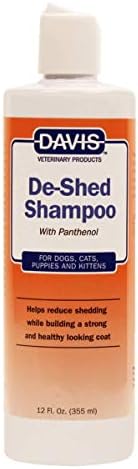 Davis De-Shed Pet Shampoo, 12 oz; Reduces Shedding and removes Undercoat