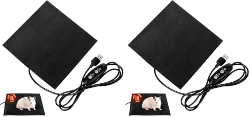 USB Small Pet Heating Pad, 5.5 Inch Reptile Heat Mat with Temp (Pack of 2)