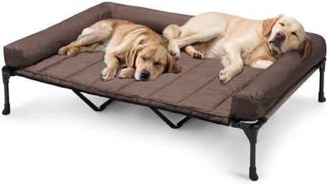 Veehoo Outdoor Elevated Dog Bed with Waterproof Bolster Cushion, Cooling