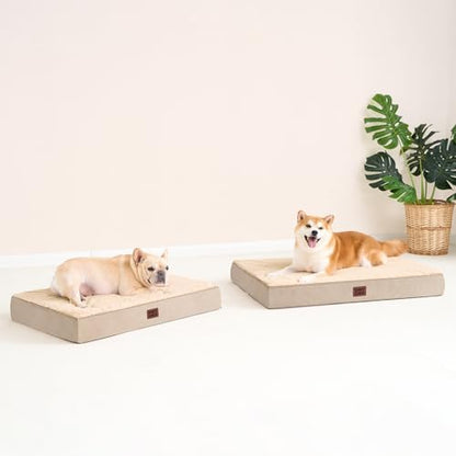 EHEYCIGA Orthopedic Dog Bed with Removable Washable Cover, Khaki, 30IN