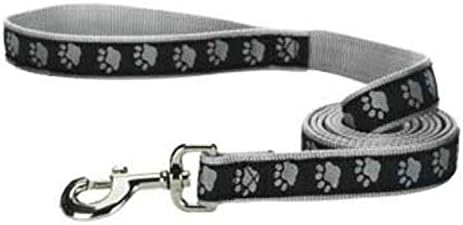 Casual Canine TwoTone Pawprint Dog Lead, 4-Foot x 5/8-Inch, Black