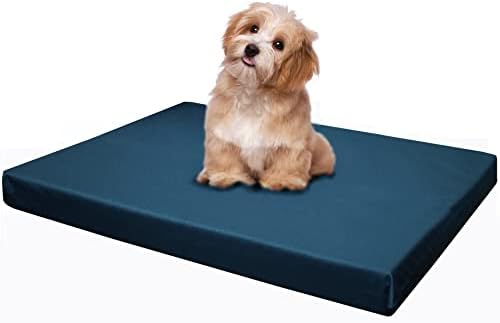 Dogbed4less Memory Foam Platform Dog Bed, Crate Mattress for Orthopedic Joint Relief with Waterproof Removable Cover Medium Large 34X27X3 Pacific Blue