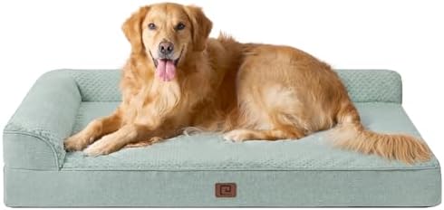 EHEYCIGA Extra Large Dog Bed Othorpedic, Memory Foam XL Dog Bed with Washable Removable Cover, Waterproof Pet Sofa Couch XLarge Size Dogs with Nonskid Bottom, 44x32x6.5, Greyish Green