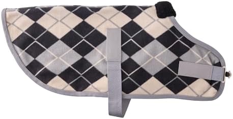 Pet Passion Preston II - The Polar Fleece Coat, Recycled Polar Fleece Warm Dog Jacket for Cold Weather for Small, Medium, Large Dogs, Gray Argyle, XX-Large (70-110 lbs)