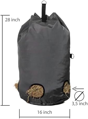 (Final Stock) Hay Bag for Horses & Goats - Super Strong 1200D Oxford Waterproof Material - New Advanced Safe Design Feeder Tote - This Hay Bag Keeps Stable and Trailer Clean