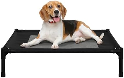 Elevated Dog Bed - 30x24-Inch Portable Pet Bed with Non-Slip Feet - Indoor/Outdoor Dog Cot or Puppy Bed for Pets up to 50lbs by PETMAKER (Black)