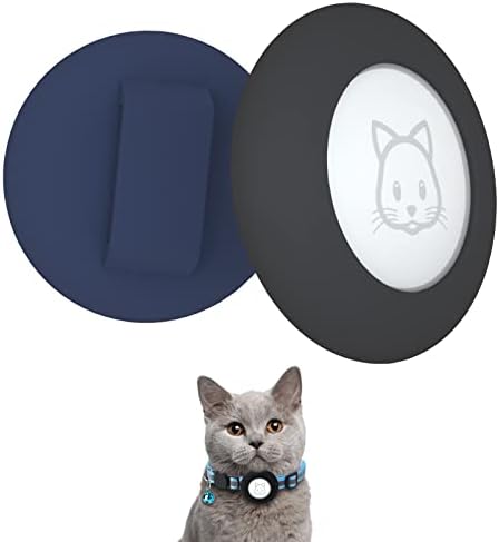 2022 Airtag Cat Collar Holder, Small Air Tag Compatible With Apple Airtag GPS Tracker, 2Pack Waterproof Case Cover for Dog Pet Collar Within 3/8 Inch (Black&Blue)