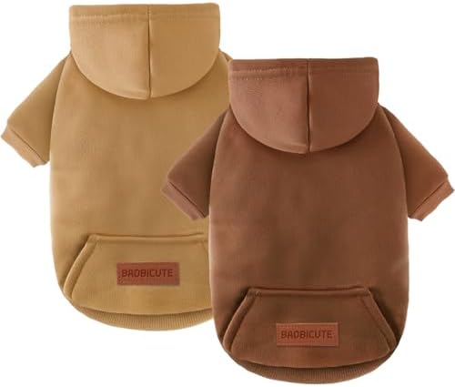 2 Pack Dog Hoodie Warm Hood Dog Sweater Cold Weather Small Dogs Sweatshirt Comfort Pet Clothes for Small Medium Dogs with Pockets Cats Chihuahua Clothes for Male Female Girl Boy Sporty Daily Wear