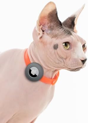 Airtag Silicone Cat Collar - Soft, Comfortable, and Lightweight Breakaway Collar with Air Tag GPS Tracker Holder for Outdoor Cats and Sensitive Skin Kittens by Nuvuq (6 ⅞" to 10 ¼", Orange)