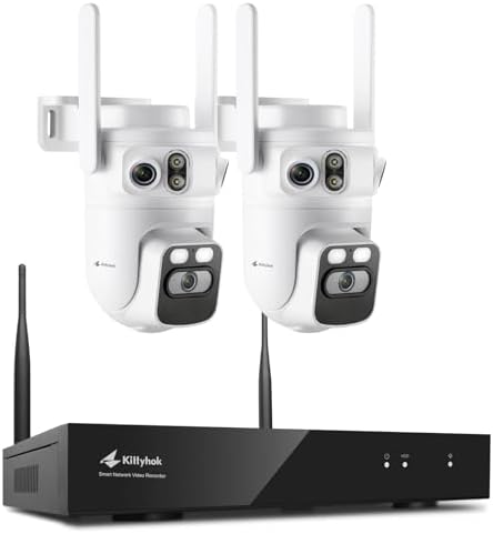 Kittyhok Home Security Camera System Wireless, 2K Triple Lens Cameras